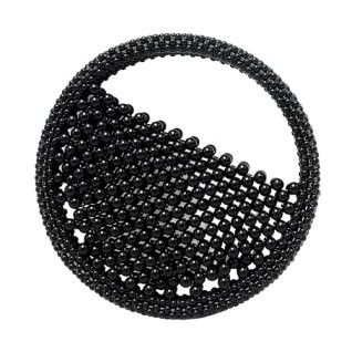 Black Beaded Circle Handle Bag